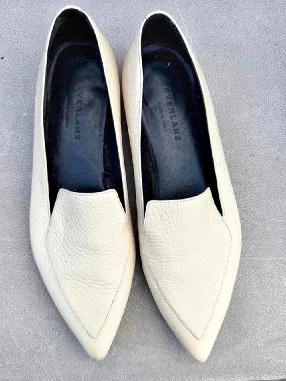 Everlane Pointed Toe Loafers in Cream